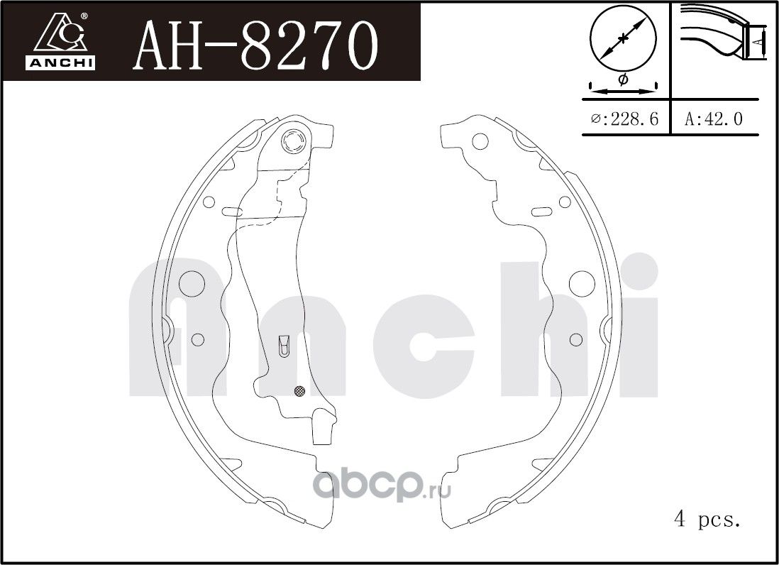 Тормозные колодки барабанные RENAULT LOGAN, DUSTER 09 (Anchi). Артикул AH8270