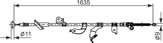 Трос ручника (тросик ручного тормоза) Bosch. Артикул 1 987 482 691