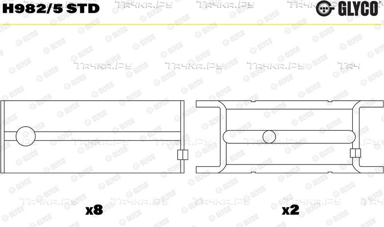 Вкладыши коренные Glyco для Daewoo Evanda 2002-2005. Артикул H982/5 STD