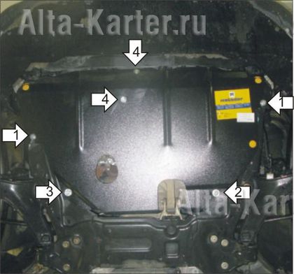 Защита Мотодор для картера, КПП Ford Galaxy II 2007-2015. Артикул 00736