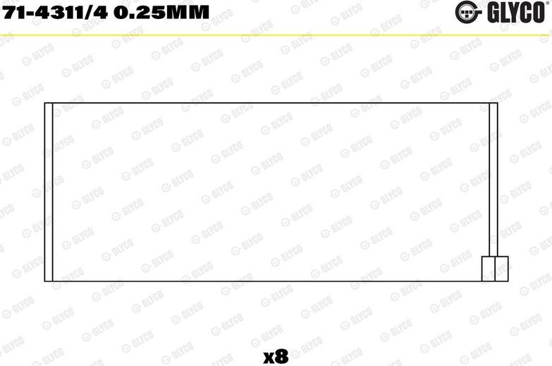 Вкладыши шатунные Glyco для Renault Clio I 1991-1998. Артикул 71-4311/4 0.25mm