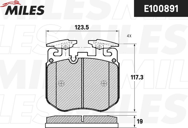 Колодки тормозные BMW 5 G30/ X5 G05/ 7 G11/G12 13- передние SemiMetallic (Miles) Miles. Артикул E100891