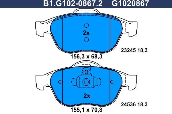 Тормозные колодки Galfer. Артикул B1.G102-0867.2