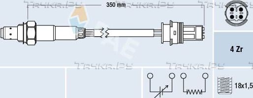 Лямбда-зонд (кислородный датчик) FAE для BMW Z4 I (E85/E86) 2002-2005. Артикул 77243