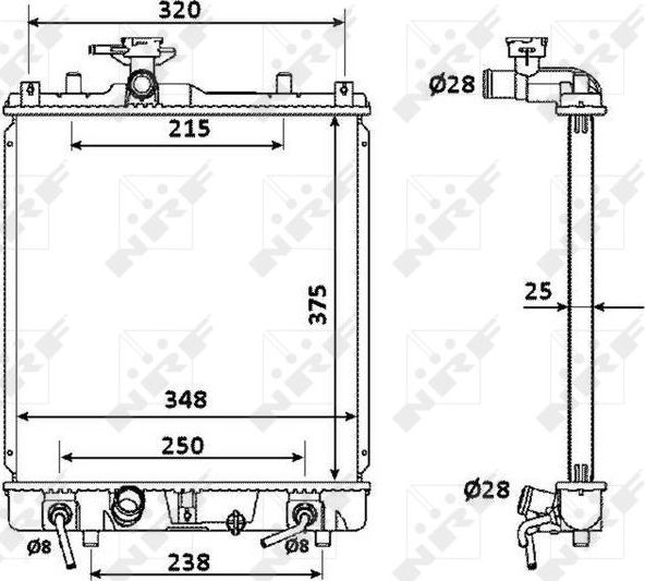 Радиатор охлаждения двигателя NRF (алюминий). Артикул 53927