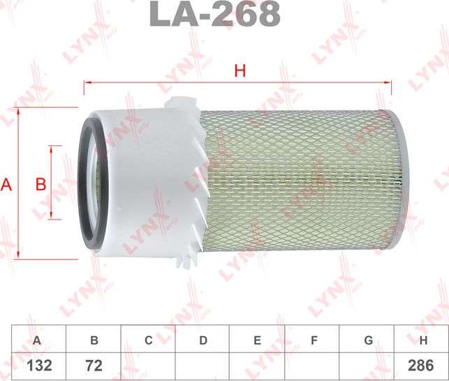 Воздушный фильтр LYNXauto. Артикул LA-268