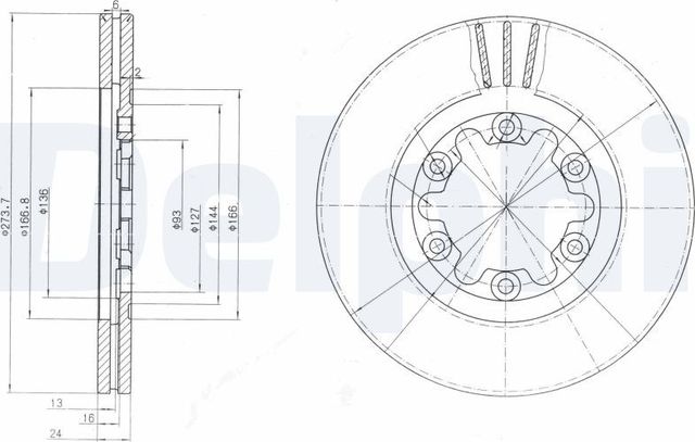 Тормозной диск Delphi. Артикул BG3809