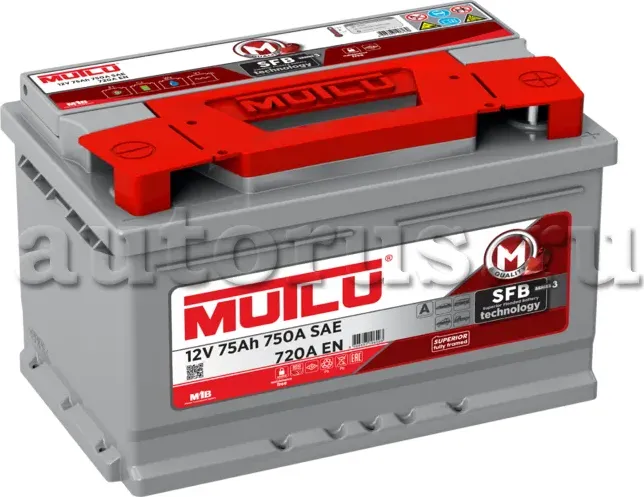 АКБ MUTLU LB3.75.072.A 6СТ-75 о/п Mutlu. Артикул LB375072A