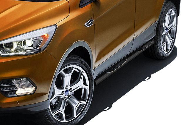 Пороги Slitkoff труба d76 с проступью для Ford Kuga II рестайлинг 2016-2019 Черные. Артикул FKG16-006B