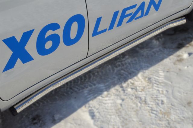 Защита RusStal порогов труба d63 (вариант 2) для Lifan X60 2012-2026. Артикул LFT-0012412