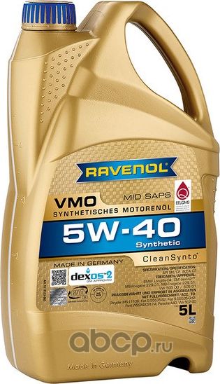 Масло моторное VMO 5W-40 5л (синтетика) (Ravenol). Артикул 1111133005
