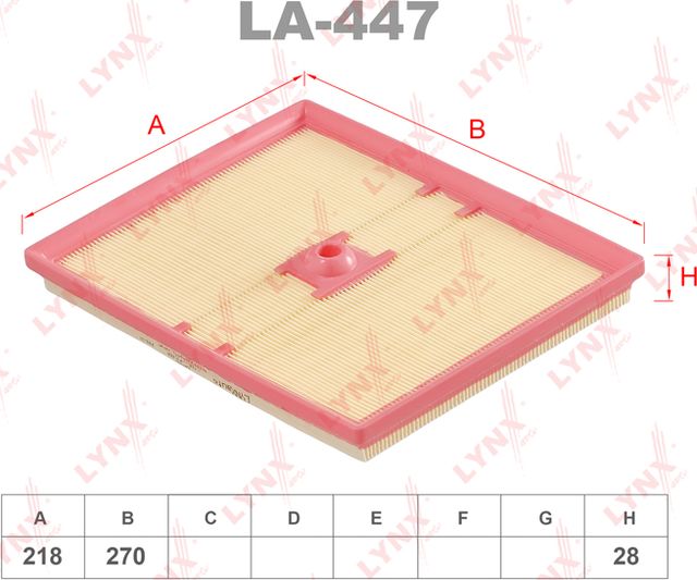 Воздушный фильтр LYNXauto для Volkswagen Golf Sportsvan I 2015-2026. Артикул LA-447