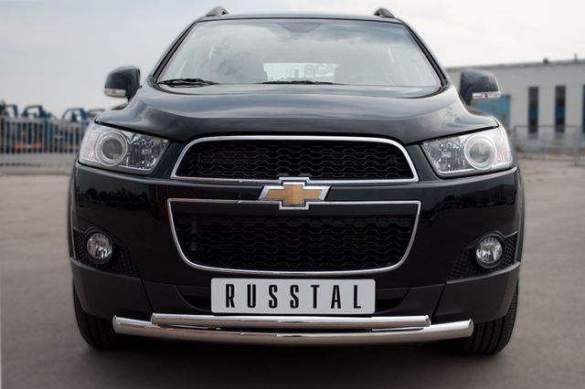 Защита RusStal переднего бампера d63/42 (дуга) для Chevrolet Captiva 2012-2013. Артикул CHCZ-000821