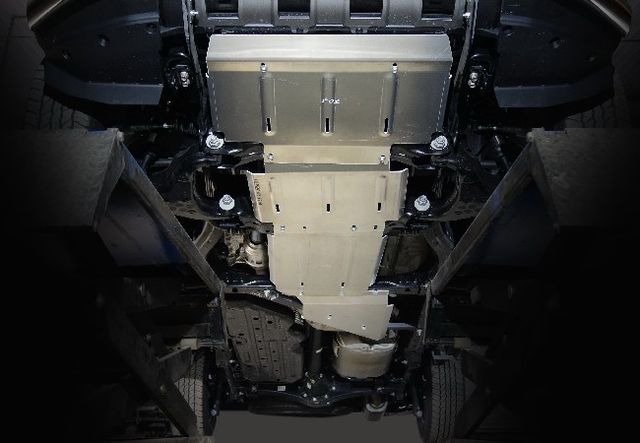 Защита алюминиевая ТСС (4 мм) для радиатора, переднего моста, КПП и РК Toyota Land Cruiser Prado 250 2023-2026. Артикул ZKTCC00711K