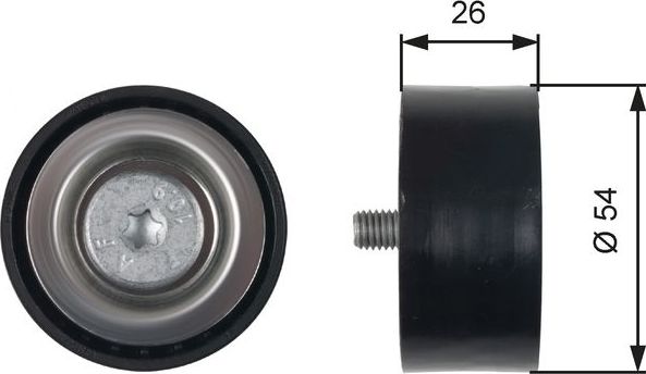 Направляющий (ведущий) ролик приводного поликлинового ремня Gates (полимерный материал). Артикул T36486