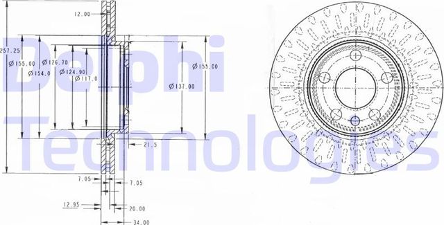 Тормозной диск Delphi передний для Citroen Jumpy I 1995-2006. Артикул BG3222