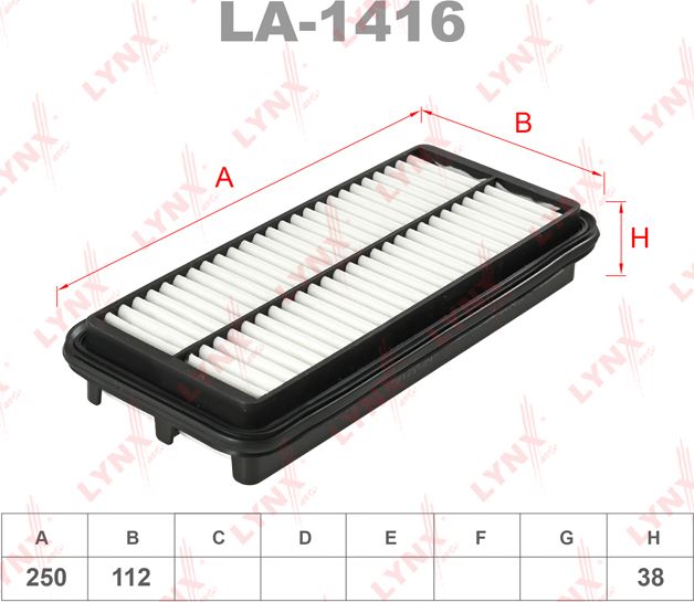 Воздушный фильтр LYNXauto. Артикул LA-1416