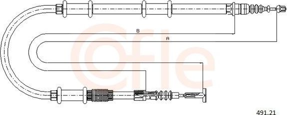 Трос ручника (тросик ручного тормоза) Cofle задний правый для Fiat Multipla I 1999-2010. Артикул 491.21