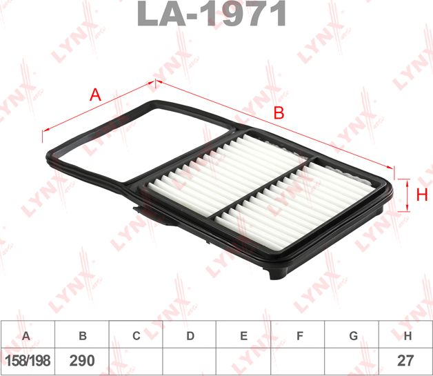 Воздушный фильтр LYNXauto. Артикул LA-1971