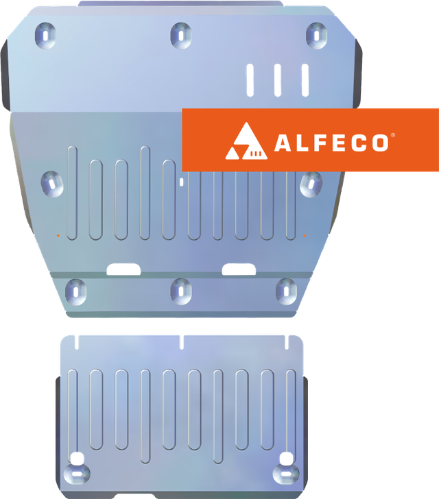 Защита алюминиевая Alfeco (4 мм) для картера и КПП (2 части) Jetour T2 FWD 2024-2026. Артикул ALF.70.04 AL4