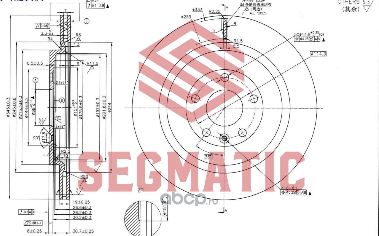 ДИСК ТОРМОЗНОЙ задний (Segmatic). Артикул SBD30093311