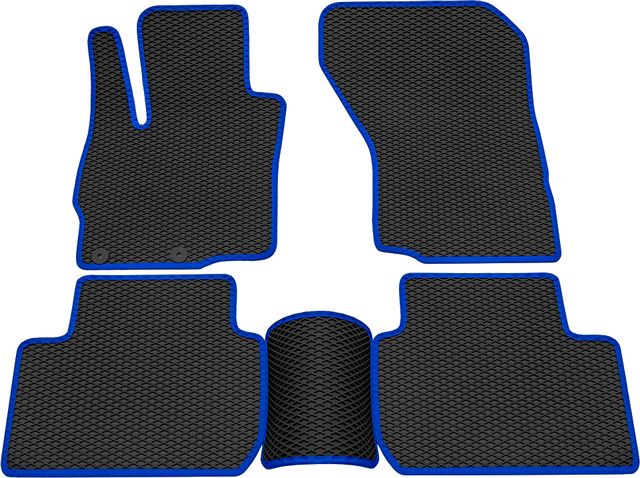 Коврики Rezkon EVA для салона Mitsubishi Outlander III 2012-2026 Синий кант. Артикул 9024015103