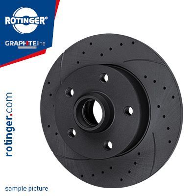 Тормозной диск Rotinger GRAPHITE DRILLED & SLOTTED PLUS задний для Peugeot 308 I 2007-2014. Артикул RT 3241-GL T5