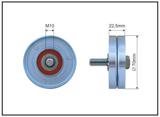 Направляющий (ведущий) ролик приводного поликлинового ремня Caffaro (Металл). Артикул 67-90