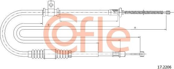 Трос ручника (тросик ручного тормоза) Cofle задний правый для Mitsubishi Mirage V 1995-2000. Артикул 92.17.2206