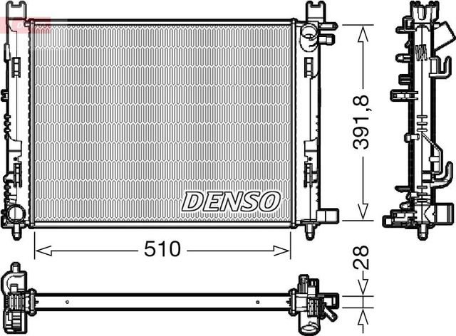 Радиатор охлаждения двигателя Denso для Dacia Duster II 2017-2024. Артикул DRM23109