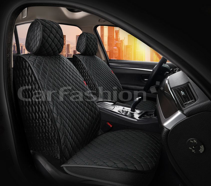 Накидки универсальные CarFashion Sultan Front на передние сидения авто, цвет Черный/Черный/Черный. Артикул 26193