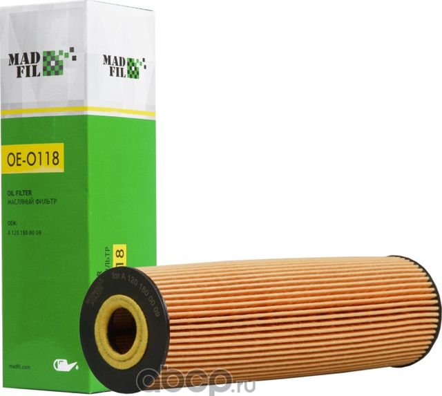 0118 Фильтр масляный А 120 180 00 09 (Madfil). Артикул OE0118