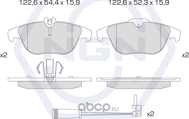 Колодки тормозные керамические, задние (NGN). Артикул 3501295
