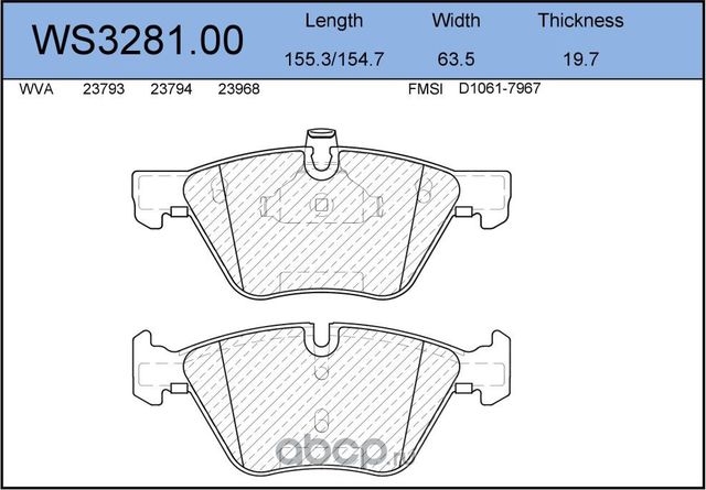 Колодки тормозные дисковые | перед | (Jeenice). Артикул WS328100