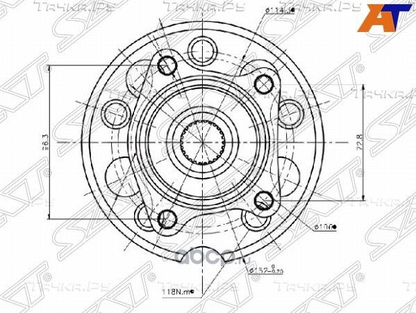 Ступичный узел RR TOYOTA RAV4 ACA2 00- 4WD (SAT). Артикул ST4241042020