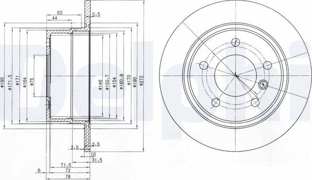 Тормозной диск Delphi задний для BMW 3 III (E36) 1991-2000. Артикул BG3040