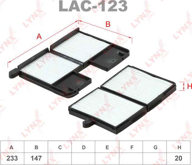 Салонный фильтр LYNXauto для Toyota Carina E 1992-1997. Артикул LAC-123