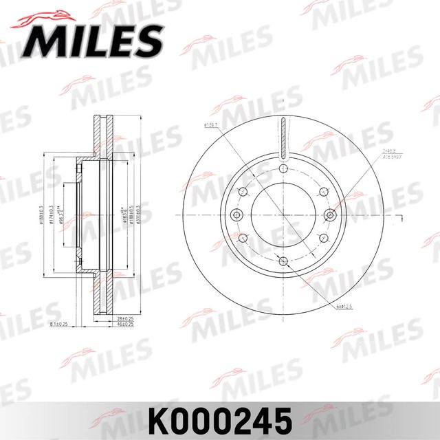 Тормозной диск Miles. Артикул K000245