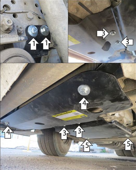 Защита Мотодор усиленная для картера и радиатора Mercedes-Benz Actros шасси, тягач (4х2; 6х4) 2021-2026. Артикул 21228