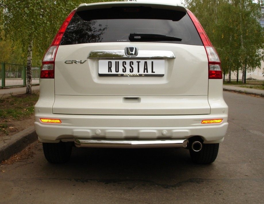 Защита RusStal заднего бампера d63 (секции) для Honda CR-V III 2009-2012. Артикул HNZ-000226