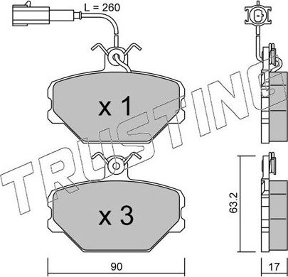Тормозные колодки Trusting передние для Fiat Tipo 160 1987-1993. Артикул 061.0