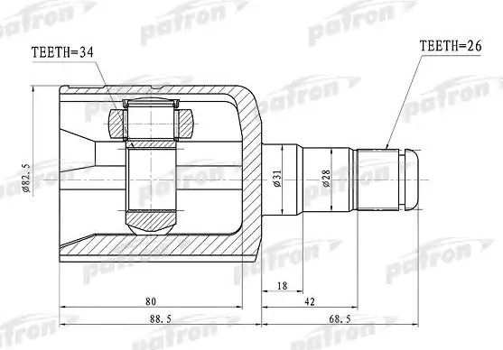Шрус внутренний (граната) Patron. Артикул PCV1305