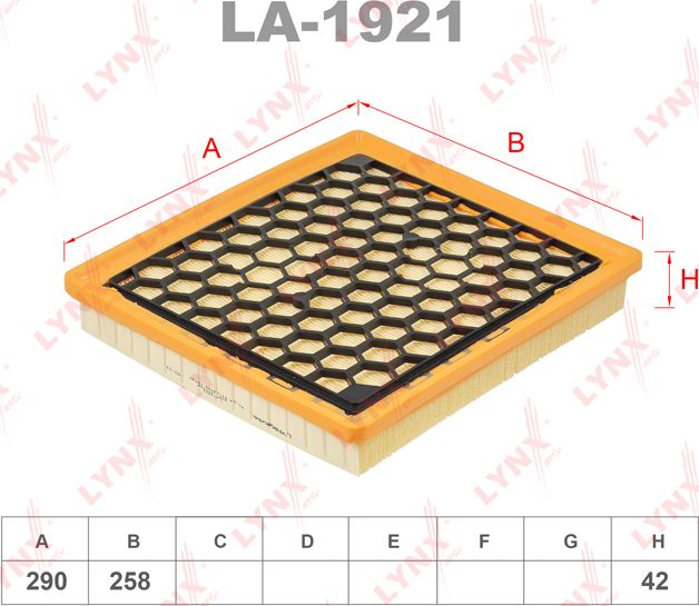 Воздушный фильтр LYNXauto для Saab 9-5 II 2010-2012. Артикул LA-1921