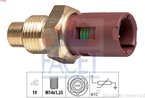 Датчик температуры охлаждающей жидкости Facet Made in Italy - OE Equivalent. Артикул 7.3094