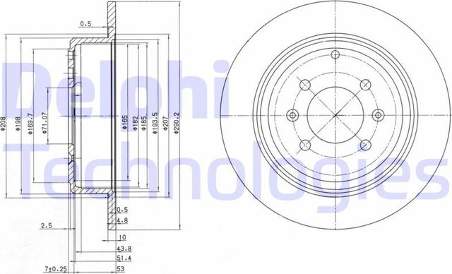 Тормозной диск Delphi задний для Peugeot 406 I 1995-2004. Артикул BG2873