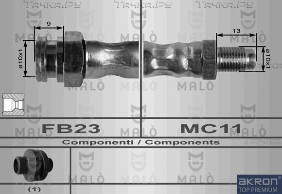 Тормозной шланг Malo задний для Alfa Romeo 147 I 2001-2010. Артикул 8568