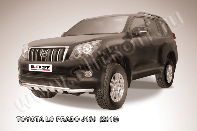 Защита Slitkoff переднего бампера d57/57 двойная с профильной защитой картера для Toyota Land Cruiser Prado 150 2009-2013. Артикул TOP023