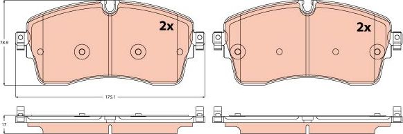 Тормозные колодки TRW передние для Land Rover Range Rover IV 2012-2026. Артикул GDB2255