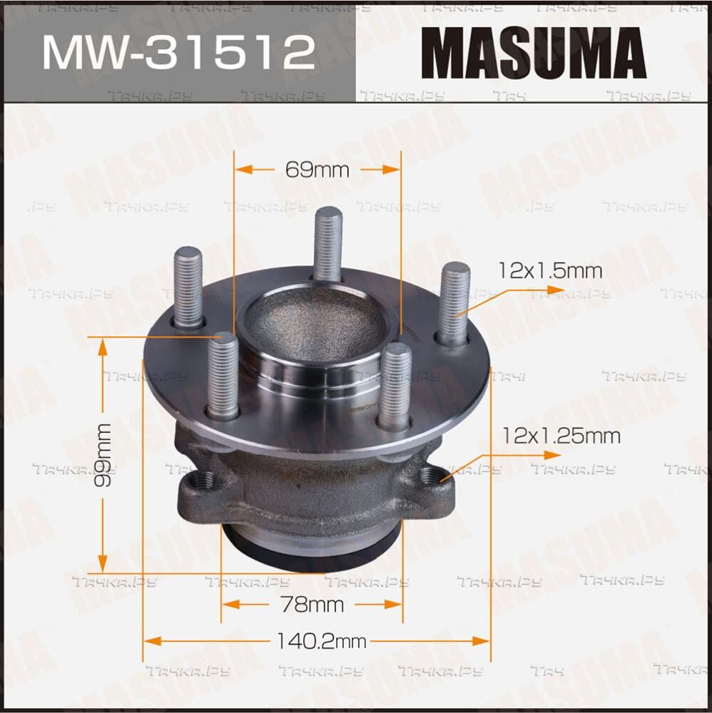 Ступица колеса с интегрированным подшипником Masuma задняя для Mitsubishi Outlander III 2012-2026. Артикул MW-31512