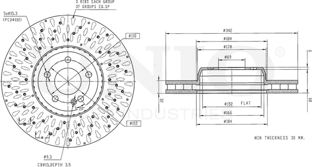 Диск тормозной (Unio). Артикул BRD-20552